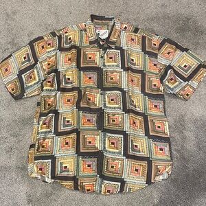 Vintage Goouch Multicolor Geometric Men's Silk Shirt